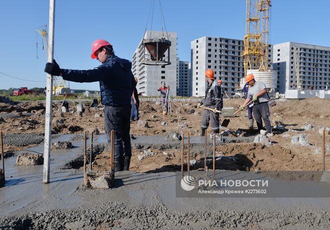 Строительство нового микрорайона "Просторный" в Новосибирске