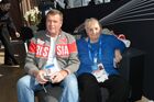 Четырехкратный олимпийский чемпион Николай Зимятов и трехкратная олимпийская чемпионка по фехтованию Галина Горохова во время чествования ветеранов олимпийцев в павильоне "Мегафон" в Олимпийском парке в рамках XXII зимних Олимпийских игр в Сочи. Место: Россия, Краснодарский край, Сочи. Автор: Екатерина Чеснокова/РИА Новости. Чествование ветеранов олимпийцев в павильоне "Мегафон" на Олимпиаде в Сочи