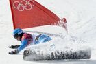 Клаудия Райглер (Австрия) в 1/8 финала параллельного слалома на соревнованиях по сноуборду среди женщин на XXII зимних Олимпийских играх в Сочи. Место: Россия, Краснодарский край, Сочи. Автор: Рамиль Ситдиков. Олимпиада 2014. Сноуборд. Женщины. Параллельный слалом