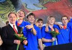 Официальная церемония встречи российской сборной по футболу