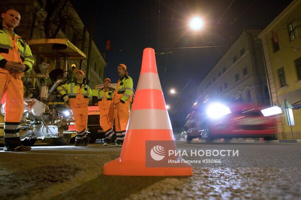 Обновление дорожной разметки в Москве