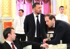 Заместитель председателя правительства РФ Аркадий Дворкович, председатель наблюдательного совета группы компаний "Базовый элемент" Олег Дерипаска, министр промышленности и торговли РФ Денис Мантуров (слева направо) перед началом церемонии подписания совместных документов по итогам российско-японских переговоров в Кремле. Место: Россия, Москва. Автор: Михаил Климентьев/РИА Новости. Российско-японские переговоры в Кремле