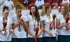 Австралийские спортсменки, завоевавшие брозовые медали женского турнира по баскетболу на XXVII Всемирной летней Универсиаде 2013 в Казани, на церемонии награждения. Место: Россия, Республика Татарстан, Казань. Автор: Григорий Соколов/РИА Новости. Универсиада. 10-й день. Баскетбол. Женщины. Финалы