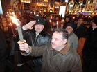 Факельное шествие националистов в честь дня рождения Бандеры