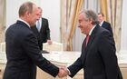24 ноября 2016. Президент РФ Владимир Путин и избранный Генеральный секретарь Организации Объединённых Наций (ООН) Антониу Гутерреш (справа) во время встречи в Кремле. Место: Россия, Москва. Автор: Сергей Гунеев/РИА Новости. Президент РФ В. Путин встретился с избранным Генсеком ООН А. Гутеррешем