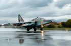Штурмовик Су-25 ВКС России вылетает с авиабазы Хмеймим в Сирии в пункт постоянной дислокации на территории России. Место: Сирия. Автор: Вадим Гришанкин. Подготовка к вылету самолетов ВКС России на авиабазе Хмеймим в Сирии