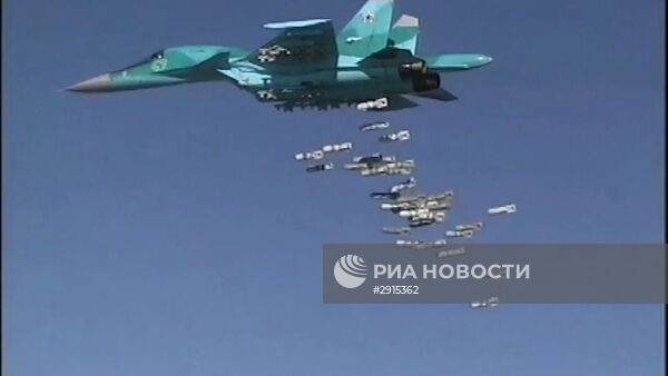 Авиаудары бомбардировщиков Су-34 ВКС РФ с авиабазы Хамадан по объектам ИГ в Сирии