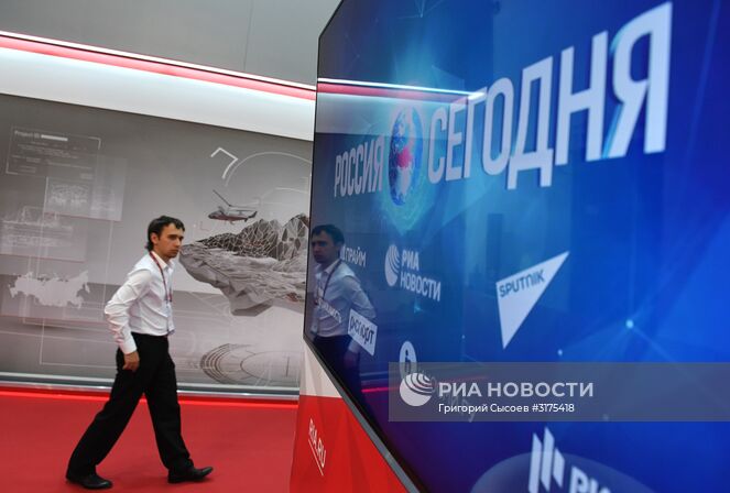 Стенд МИА "Россия сегодня" на международном военно-техническом форуме "Армия-2017" в Московской области. Место: Россия, Московская область. Автор: Григорий Сысоев/РИА Новости. Открытие международного военно-технического форума "Армия-2017"