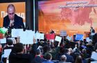14 декабря 2017. Президент РФ Владимир Путин во время большой ежегодной пресс-конференции. Место: Россия, Москва. Автор: Евгений Биятов. Ежегодная большая пресс-конференция президента РФ Владимира Путина
