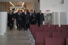 14 марта 2018. Президент РФ Владимир Путин во время осмотра нового аэровокзального комплекса международного аэропорта "Симферополь". Слева направо - министр транспорта РФ Максим Соколов и директор ООО "Международный аэропорт" Симферополь" Евгений Плаксин. Справа налево - полномочный представитель президента РФ в ЮФО Владимир Устинов и глава Республики Крым Сергей Аксёнов. Место: Россия, Симферополь. Автор: Евгений Биятов/РИА Новости. Рабочая поездка президента РФ В. Путина в ряд регионов Южного федерального округа