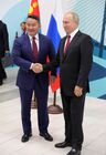 12 сентября 2018. Президент РФ Владимир Путин и президент Монголии Халтмаагийн Баттулга (слева) во время встречи на полях IV Восточного экономического форума на территории ДВФУ на острове Русский. Место: Россия, Приморский край, Владивосток. Автор: Михаил Климентьев/РИА Новости. Рабочая поездка президента РФ В. Путина в Дальневосточный федеральный округ. День третий