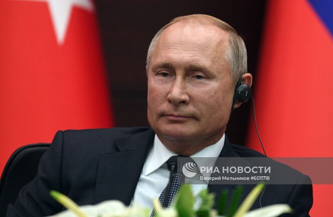 16 сентября 2019. Президент РФ Владимир Путин на пресс-конференции по итогам V встречи глав государств - гарантов Астанинского процесса содействия сирийскому урегулированию. Место: Турция, Анкара. Автор: Валерий Мельников/РИА Новости. Рабочий визит президента РФ В. Путина в Турцию