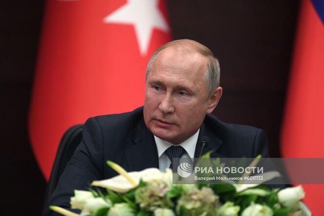 16 сентября 2019. Президент РФ Владимир Путин на пресс-конференции по итогам V встречи глав государств - гарантов Астанинского процесса содействия сирийскому урегулированию. Место: Турция, Анкара. Автор: Валерий Мельников/РИА Новости. Рабочий визит президента РФ В. Путина в Турцию