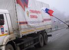 Колонна МЧС России с гуманитарным грузом прибыла в Луганск из России. В составе груза медицинское имущество, медикаменты и предметы первой необходимости. Место: Украина, Луганск. Автор: Максим Захаров. Сотый гуманитарный конвой из России прибыл в Донбасс