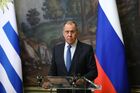 Министр иностранных дел РФ Сергей Лавров во время совместной пресс-конференции по итогам встречи с министром иностранных дел Восточной Республики Уругвай Франсиско Бустильо в Москве. Изображение является раздаточным материалом, предоставлено третьей стороной. Только редакционное использование. Запрет на архивирование, коммерческое использование, рекламную кампанию. Место: Россия, Москва. Встреча глав МИД РФ и Уругвая С. Лаврова и Ф. Бустильо