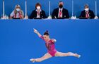 Российская спортсменка, член сборной России (команда ОКР) Владислава Уразова выступает с вольными упражнениями в индивидуальном многоборье по спортивной гимнастике среди женщин на XXXII летних Олимпийских играх в Токио. Место: Япония, Токио. Автор: Алексей Филиппов/РИА Новости. Олимпиада-2020. Спортивная гимнастика. Женщины. Индивидуальное многоборье