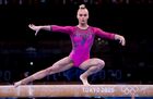 Российская спортсменка, член сборной России (команда ОКР) Ангелина Мельникова выполняет упражнения на бревне в индивидуальном многоборье по спортивной гимнастике среди женщин на XXXII летних Олимпийских играх в Токио. Место: Япония, Токио. Автор: Алексей Филиппов/РИА Новости. Олимпиада-2020. Спортивная гимнастика. Женщины. Индивидуальное многоборье