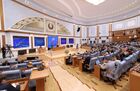 На встрече президента Белоруссии Александра Лукашенко с журналистами, представителями общественности, экспертного и медийного сообщества в формате открытого разговора во Дворце Независимости. Изображение является раздаточным материалом, предоставлено третьей стороной. Только редакционное использование. Запрет на архивирование, коммерческое использование, рекламную кампанию. Место: Белоруссия, Минск. П/к президента Белоруссии А. Лукашенко