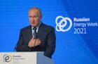 13 октября 2021. Президент РФ Владимир Путин выступает на пленарном заседании международного форума "Российская энергетическая неделя" в ЦВЗ "Манеж". Место: Россия, Москва. Автор: Сергей Гунеев. Президент РФ В. Путин принял участие в пленарном заседании форума "Российская энергетическая неделя"