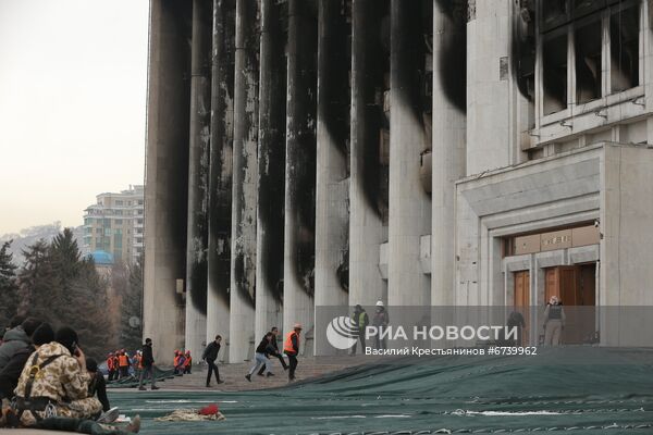 Восстановительные работы после беспорядков в Алма-Ате