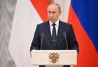30 июня 2022. Президент РФ Владимир Путин на пресс-конференции по итогам встречи в Москве с президентом Индонезии Джоко Видодо. Место: Россия, Москва. Автор: Павел Бедняков. Президент РФ В. Путин провел встречу с президентом Индонезии Дж. Видодо