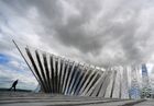 Мемориол "Строителям безмолвных рубежей" в Козловском районе Чувашии. Мемориал расположен на повороте с федеральной трассы М-7 на село Байгулово, он посвящен строителям Сурского и Казанского оборонительных рубежей - женщинам и детям, которые в тяжелых условиях создали в тылу линию обороны для защиты промышленных центров Волги и Урала в годы Великой Отечественной войны. 38 стел мемориала символизируют 380 км оборонительных сооружений. Место: Россия, Чувашская Республика. Автор: Максим Богодвид/РИА Новости. Открытие мемориала "Строителям безмолвных рубежей" в Чувашии