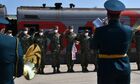 Встреча военнослужащих НОАК КНРП, прибывших на конкурс "Танковый биатлон" в подмосковное Алабино. "Танковый биатлон" пройдет с 13 по 27 августа 2022 года на подмосковном военном полигоне Алабино, свое участие в конкурсе официально подтвердили команды из 22 стран Европы, Азии, Африки и Латинской Америки. Место: Россия, Московская область, Алабино. Автор: Константин Морозов/РИА Новости. Прибытие китайской военной техники на конкурс "Танковый биатлон" в подмосковное Алабино