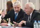 Руководитель Федерального агентства по делам Содружества независимых государств, соотечественников, проживающих за рубежом, и по международному гуманитарному сотрудничеству Евгений Примаков (слева) на XXX Ассамблее Совета по внешней и оборонной политике. Тема XXX Ассамблеи - "После специальной операции: Россия на новом этапе развития". Место: Россия, Московская область. Автор: Сергей Гунеев. Заседание Совета по внешней и оборонной политике